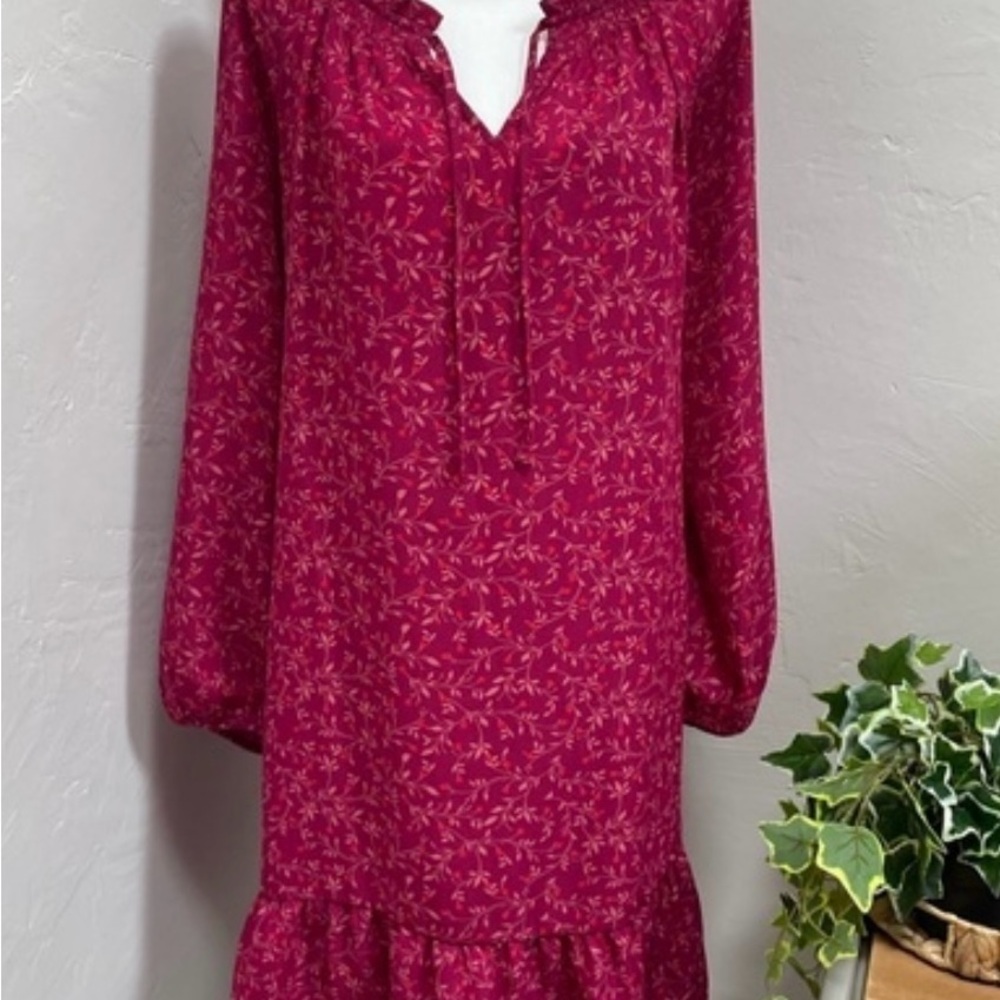 Old Navy Magenta Floral Long Sleeve Dress